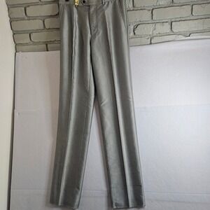 Eleganza Mens Silver Sharkskin Dress Pants Flat Front Straight Leg 30R x 35